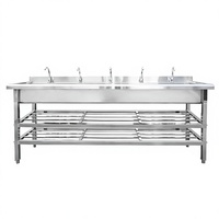 Évier commercial en acier inoxydable à cuve unique avec étagère à deux niveaux pour la vaisselle et le lavage des mains, idéal pour les cuisines de restaurant
