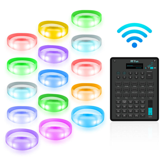 DMX512 Controlled LED Silicone Wristbands for Concerts, Color Changing Light up Bracelets for Events & Parties