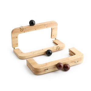 Nolvo World 20cm sac à main en bois sac cadre poignée bricolage carré écologique tissé à la main accessoires bagages valise <span class=keywords><strong>couture</strong></span> portefeuille - Product Image 3