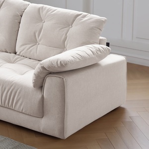 Juego de Sala de Estar de Terciopelo Crema de Lujo Moderno Nórdico Zayshine, Sofá Modular de 3 Plazas, Lavable, para Apartamento, Villa, Sofá Vertical - Product Image 5