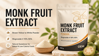 Poudre d'extrait de fruit du moine 20% Mogroside V testée HPLC Qualité alimentaire Jaune brun clair Sachet en aluminium