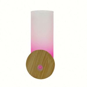 Vaso de Cerveza con Forma de Lata, Botella de Agua de 18 oz, Vaso Sublimable en Blanco, Vaso Esmerilado de 18 oz, Vaso Tipo Mason con Tapa de Bambú y Pajita - Product Image 1