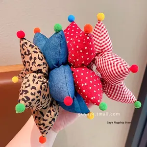 Elastico per Capelli a Cinque Punte con Motivi a Pois e Stampa Leopardata per Ragazze, Accessorio per Chignon e Coda Alta per Bambine - Product Image 4