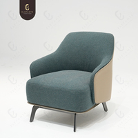 Fauteuil de loisir moderne en tissu et cuir rembourré