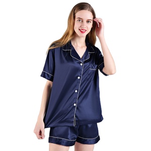 FUNG 3034 estivi tinta unita tute pigiami indumenti da notte vestiti da donna per la casa monopetto donna 2 pezzi - Product Image 1