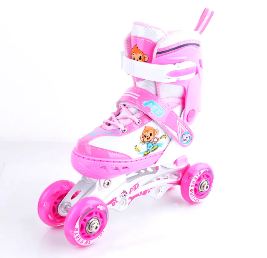 Vendita calda 3 in 1 inline pattini a rotelle per bambini di stile del fumetto sveglio pattini a rotelle scarpe pattini regolabili rosa e di colore blu