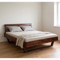 Lit en bois massif de style moderne, taille king size, pour la maison, l'hôtel, l'appartement ou la villa, meubles de chambre durables, fabrication en usine