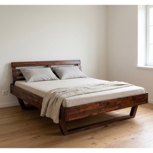 Cama King Size de Madera Sólida de Estilo Moderno, Cama de Madera para Casa, Hotel, Apartamento o Villa, Muebles de Dormitorio Duraderos de Fábrica - Product Image 1