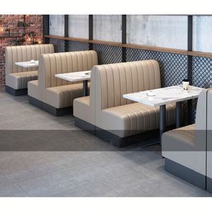 Banquette de restaurant en bois moderne personnalisable, banc de canapé avec ensembles de table pour hôtels et restaurants - Product Image 2