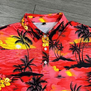 เสื้อโปโลพิมพ์ลายดอกไม้และต้นมะพร้าวแบบเต็มตัว สไตล์ฮาวายสำหรับผู้ชาย รับทำโลโก้ตามสั่ง - Product Image 3