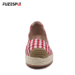 Nuevos zapatos de pescador de otoño para mujer, cuña de punta redonda, suela gruesa, tacón alto, zapatos individuales a cuadros, zapatos de cáñamo, <span class=keywords><strong>alpargatas</strong></span>, <span class=keywords><strong>cuñas</strong></span> para mujer - Product Image 2