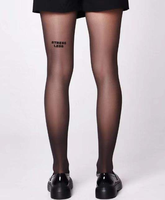 G CC BA New Design Brand Logo Burn-out Flocking Full Letter Big Brand Name  Tights Transparent Black Legging Designed Tights