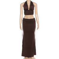 NOUVEAU STOCK Ensemble deux pièces pour femmes avec paillettes, haut de bikini triangle et jupe scintillante, ensemble streetwear élégant, tailles S-L