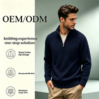 Pull en maille épais et chaud pour homme, style automne européen et américain, col montant semi-zippé, manches longues, vêtement d'extérieur en maille, logo personnalisé OEM, tailles US et EU