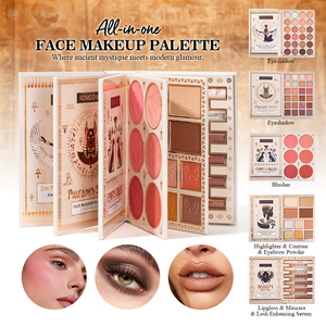 Paleta de Maquillaje Facial Todo en Uno Orgánica de Lujo Queen |   Sombra de ojos/Colorete/Iluminador/Contorno/Polvo para cejas |   Brillo Luminoso - Product Image 2