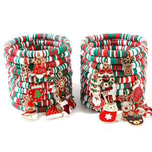 Venta caliente moda unisex alfabeto cuentas de cobre hecho a mano arcilla polimérica de colores joyería pulseras con cuentas para vacaciones de Navidad - Product Image 1