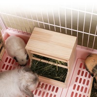 Mangeoire à foin en bois pour animaux de compagnie, gamelle d'alimentation pour lapins, boîte à nourriture pour chinchillas et cochons d'Inde, gamelle multifonctionnelle ouvrable, fournitures pour mangeoire à foin