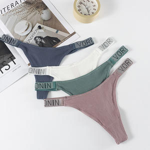 Tバックシルクシームレスレター下着女性用パンティーひもセクシー秘密ラインストーンタンガスGストリングランジェリーパンティー女性用0674 - Product Image 2