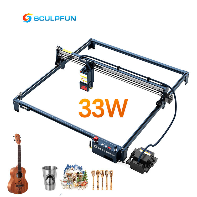 SCULPFUN S30 Ultra 11W 22W 33W 600x600mm Gravador Área Automática Air Assist Metal Diodo De Corte De Madeira Máquina De Gravura A Laser