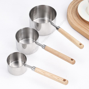 Cuillère à café de cuisine en acier inoxydable Syh1214 avec manche en bois, ensemble de tasses et cuillères – Vente en gros - Product Image 5