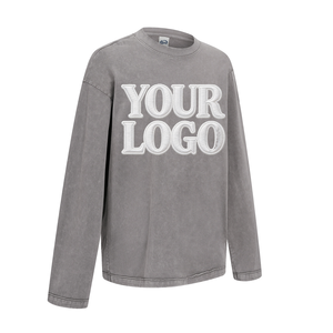 Camiseta de Manga Larga de Algodón Puro de 325G, Lavada y Cosida, de Peso Pesado, Talla Americana, Moderna, con Logotipo Personalizado - Product Image 1