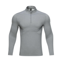 Personnalisé Gym 1/4 Zip Quarter Zip Pullover Golf Fitness Compression Quarter Zip Polyester Elastane Hommes À Manches Longues