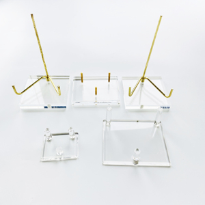 Acrylic mẫu vật khoáng sản hiển thị giá vẽ chủ sở hữu với cánh tay vàng kim loại - Product Image 1
