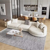 Canapé d'angle italien personnalisable, style Wabi-Sabi, crème nordique, une place, rembourrage en éponge, tissu technique, luxe léger moderne