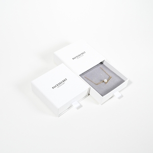 Custom Logo Sliding Drawer Jewelry Packaging <b>Box</b> for Necklace Ring <b>Black</b> Cardboard Gift <b>Box</b> with White Insert - Product Image 4