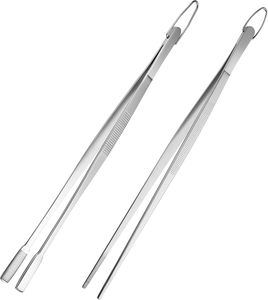2 Pcs 12 Inch Tweezer Tongs with <b>Hook</b> Stainless Steel Food <b>Clip</b> for BBQ Kitchen Use - Product Image 1