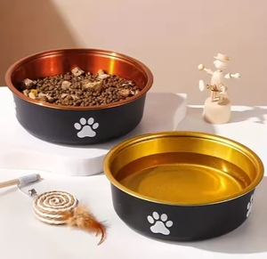 Bol en acier inoxydable pour animaux de compagnie antidérapant en fer forgé support Double bols mangeoire détachable bol pour chat ensemble de nourriture pour chien - Product Image 1