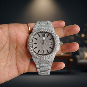 Reloj Patek Philippe de Acero Inoxidable Automático con Incrustaciones de Moissanita, Diseño Geométrico, Regalo Perfecto - Product Image 2