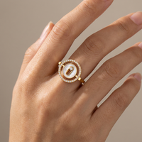 Vente en gros directe d'usine, bague en acier inoxydable plaqué or 14 carats, bijoux de mode pour cadeau, personnalisation, hypoallergénique, haute qualité