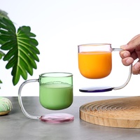 Tasse en verre flottante colorée avec poignée, anti-explosion et écologique, pour le bureau et la maison, tasse à café