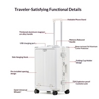 Valise à roulettes multifonctionnelle à ouverture frontale de 20 pouces avec serrure TSA, interface USB et support téléphone
