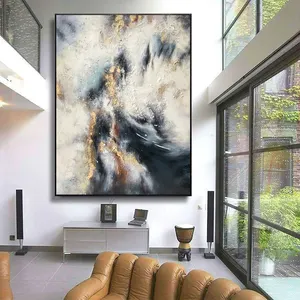 Handpainted Extra Large Wall Art Decor Modern Art Acrylic Gold Foil Abstract Oil Painting On Canvas