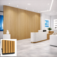 Panneau mural décoratif en lattes de bois pour couloir de bureau, mur de réception et mur de fond commercial