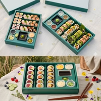 Boîte à emporter pliable écologique personnalisée avec compartiments pour condiments, idéale pour sushis, tapas, fritures, fruits et sandwichs