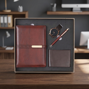 Ensemble cadeau d'affaires personnalisé Liviya Luxury Executive en cuir PU, avec agenda, stylo, tasse, bouteille, porte-clés, couleur personnalisée - Product Image 2