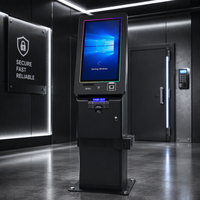 Terminal de paiement et de remise de tickets en libre-service / Guichet automatique avec lecteur de codes-barres pour machine de jeu d'adresse, en armoire métallique sur pied