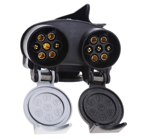 <span class=keywords><strong>Adaptateur</strong></span> double pour remorque 2x7 broches 12N 12S Twin Adapter Converter Euro trailer Socket Car Trailer Towing Hitch 12V Waterpro - Product Image 1