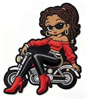 Patch brodé personnalisé Y2K thermocollant, motif fille noire, appliqué brodé, patch mode fille dessin animé, thermocollant ou à coudre, pour vêtements, chapeaux, DIY