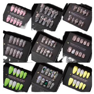 <span class=keywords><strong>Uñas</strong></span> acrílicas de flor de almendra 3D de diseñador hechas a mano, <span class=keywords><strong>uñas</strong></span> de prensa cuadradas <span class=keywords><strong>cortas</strong></span> de estilo francés, 10 Uds., <span class=keywords><strong>Uñas</strong></span> postizas al por mayor - Product Image 6
