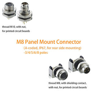 <span class=keywords><strong>Connecteur</strong></span> M8 à montage sur panneau : Code B, mâle/femelle, <span class=keywords><strong>3</strong></span>/4/5/6/8 <span class=keywords><strong>pôles</strong></span>, versions droite et angulaire, IP67, peut être testé IP68 - Product Image 2