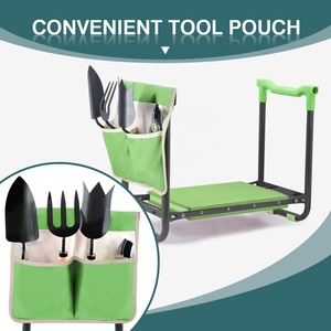Siège de chaise à genoux de jardin pliable équipé de 2 grands sacs coussinets en mousse EVA épais sac à outils à cadre en métal robuste - Product Image 4