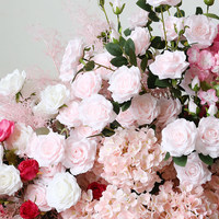 Décoration Murale Florale Artisanale Rose Rouge Hortensia Artificiel pour Mariage, Halloween, Rentrée Scolaire - Vente en Gros