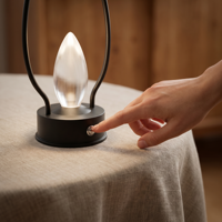 Lanterne à flamme vacillante portable avec poignée en métal, 3 couleurs, sans fil, rechargeable, lampe de table LED d'ambiance pour la salle à manger et le camping