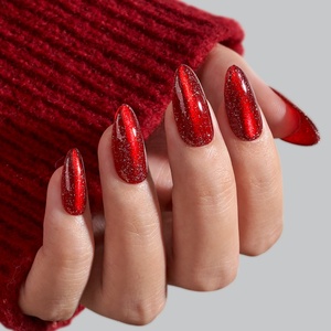 BTArtbox Faux Ongles Amande Moyens à Coller, Vente en Gros, Design Personnalisé, Gel Souple Effet Œil de Chat Rouge, Ongles à Presser en Gros - Product Image 1
