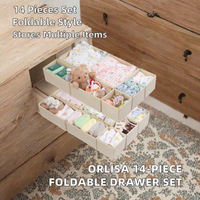 Organisateur de tiroirs 14 pièces compatible avec les tiroirs de commode Malm, boîtes de rangement carrées pliables en plastique, séparateurs pour vêtements