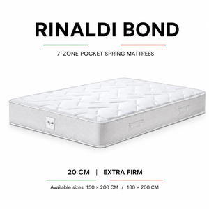 Matelas en mousse à poches indépendantes Rinaldi BOND 20 cm extra ferme et respirant, 7 zones, design moderne, 150x200 180x200 cm - Product Image 5